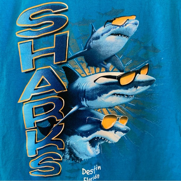EUC Boys Size Large, Blue Destin, Florida Sharks Short Sleeve T-shirt - Picture 5 of 9